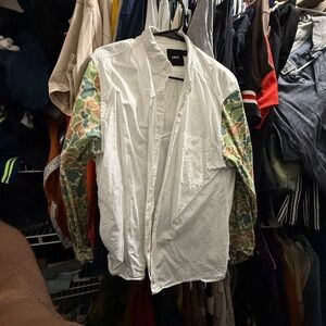 White and Camouflage Sleeve Jacket
